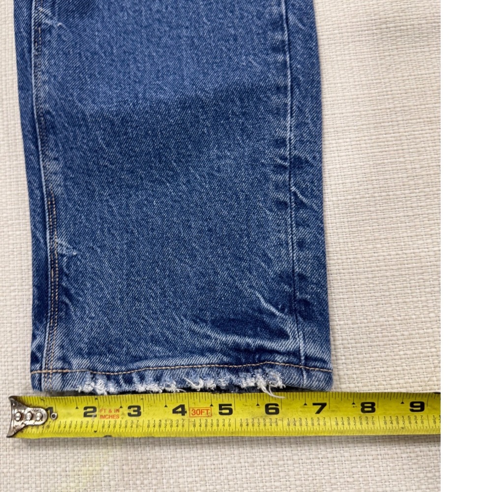 American Eagle Super High-Rise Straight Womens 2 Short Blue Frayed Hem NWT - Picture 4 of 9